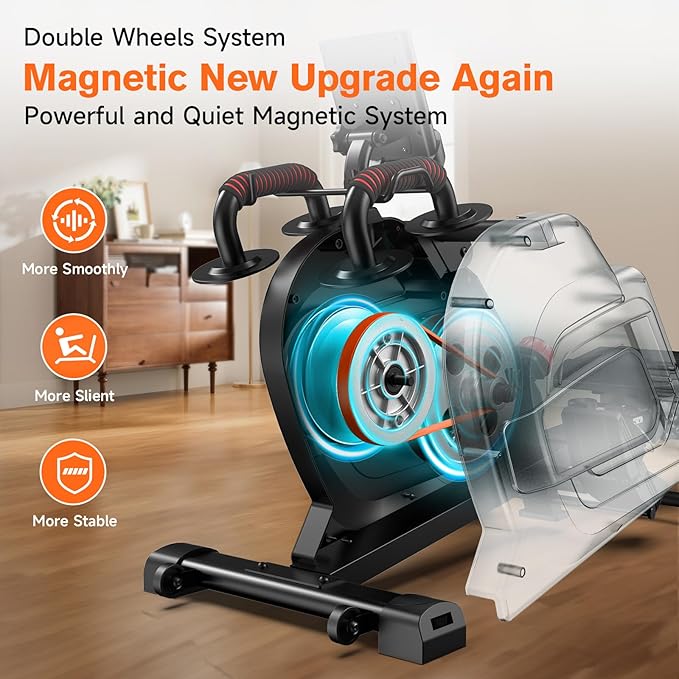 pooboo Magnetic Rowing Machine, Folding Rower with Combination Strength Exercise, Tablet Holder and Comfortable Seat Cushion, Rower for Home Use