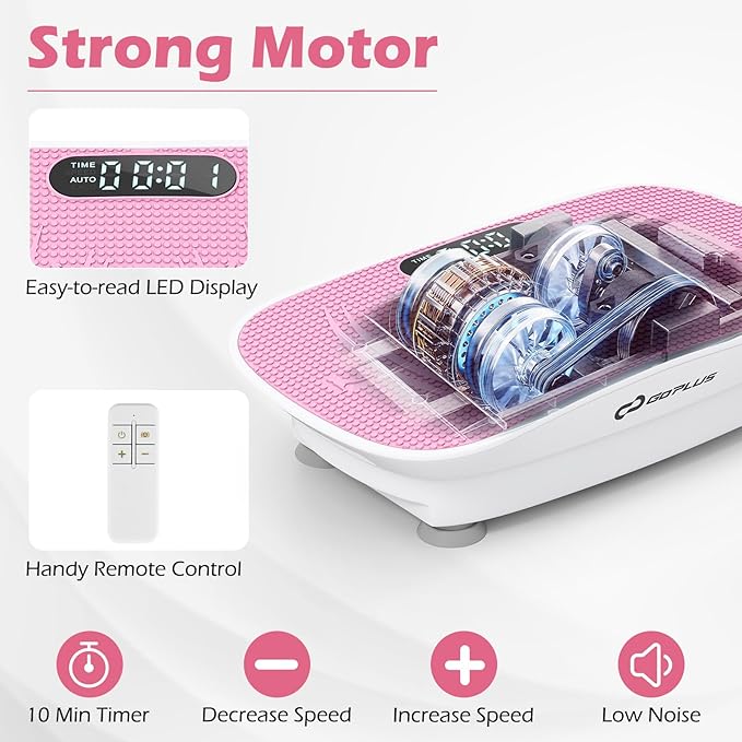 Goplus Vibration Plate Exercise Machine, Vibrating Platform for Lymphatic Drainage w/Remote, LED Display, Home Workout Full Body Shake Board for Weight Loss