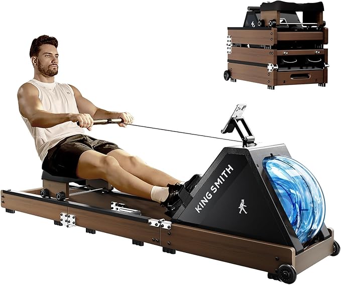 KINGSMITH Rowing Machines for Home Foldable, Compact Row Machine, 400LB & 350LB Weight Capacity, Folding Rower Machine with Adjustable Resistance, Data Monitor, App Supported