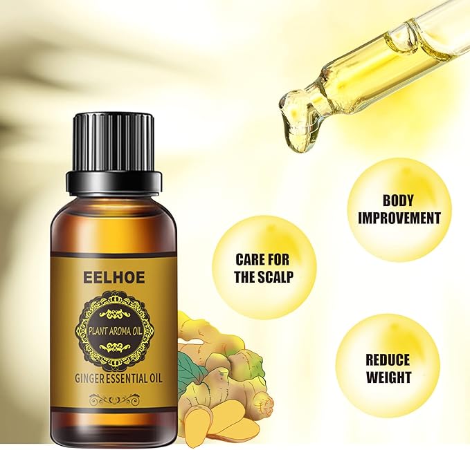 2 Pcs Belly Drainage Ginger Oil, Promote Blood Circulation Metabolism SPA Lymphatic Drainage Massage Oil. 60ML