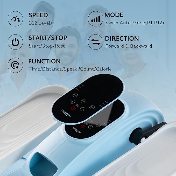 Under Desk Elliptical Exercise Machine, Electric Leg Exerciser with 12 Speeds, Forward & Reverse Modes,Quiet Compact Seated Pedal Stepper Machine with Remote Control for Seniors & Adults