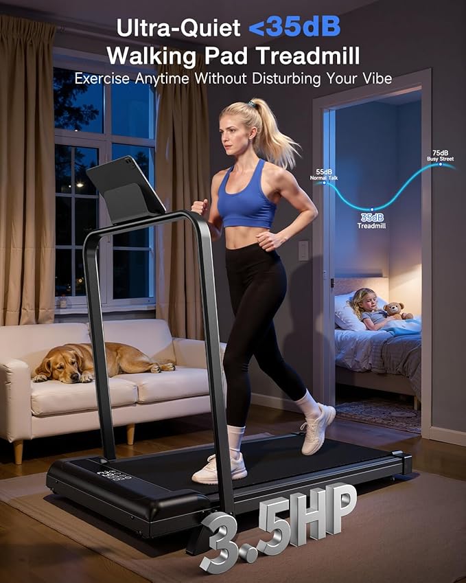 Incline Walking Pad with Handle Bars, 3.5HP Foldable Portable Treadmills for Home Office, Low Noise <40dB Under Desk Treadmill with 330LB Capacity, Wide Running Belt with Remote Control & LED Display