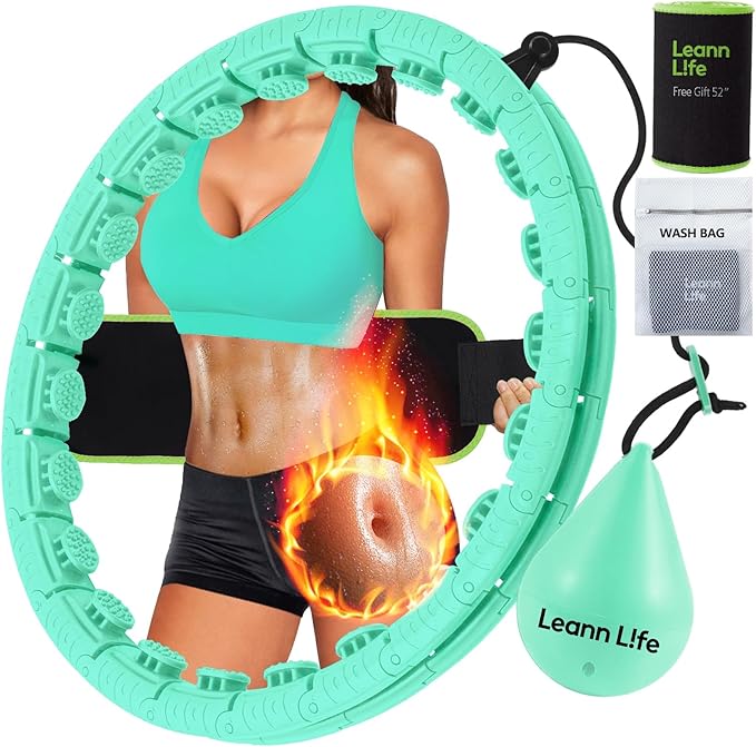 U2-26 Knots 19”- 56”, Weighted Hula Hoop for Adults Weight Loss, Infinity Hoop Plus Size, Children Adults Home Outdoors, Fun Fitness Exercise, Abdominal Toner,Free Waist Trimmer&Wash Bag