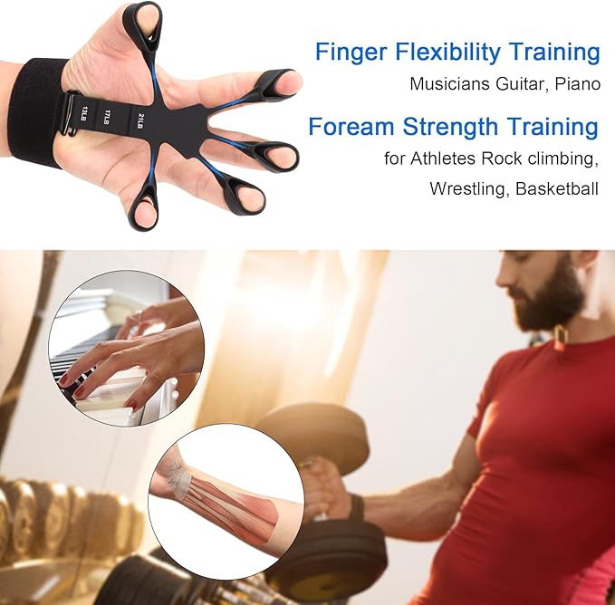 Grip Strength Trainer - Double-Sided Finger Exerciser and Hand Strengthener for Hand Therapy, Rock Climbing - Relieve Pain for Arthritis, Carpal Tunnel