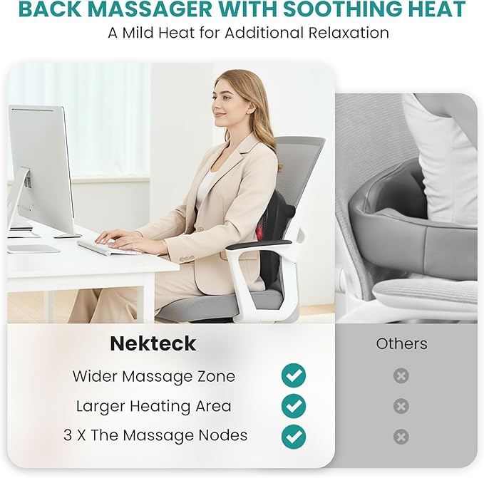 Nekteck Foot Massager with Heat, Shiatsu Heated Electric Kneading Foot Massager Machine for Neuropathy, Plantar Fasciitis, Feet Massage for Pain Relief, Circulation, Ideal Gifts for Man Woman Her Him