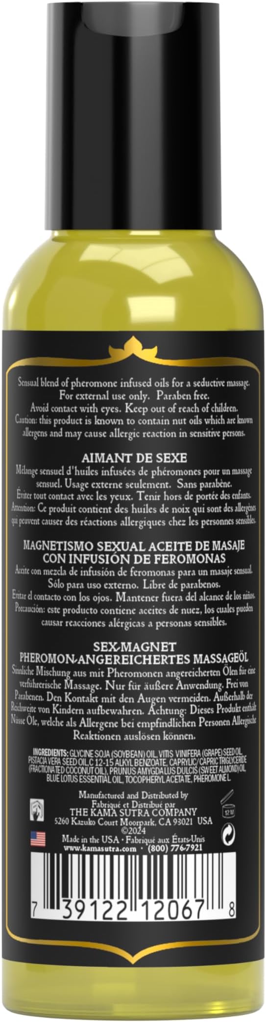 KAMA SUTRA Sex Magnet Pheromone Massage Oil Blue Lotus- 2 Fl Oz Blue Lotus Massage Oil