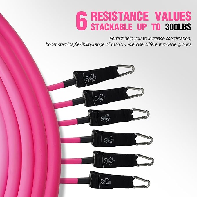 Pilates Bar Kit with Resistance Bands, Multifunctional Pilates Bar for Women & Men with Heavy-Duty Metal Adjustment Buckle, Pilates Home Equipment for Full Body Workouts