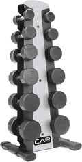 CAP Barbell Rubber Coated Dumbbell Weight Set with Vertical Rack | 100 lb, 150 lb, and 210 lb Options