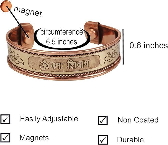 Copper Bracelet Tibetan Style. Hand Forged with Solid and High Gauge Copper for Women Men. Hindu Spiritual Message