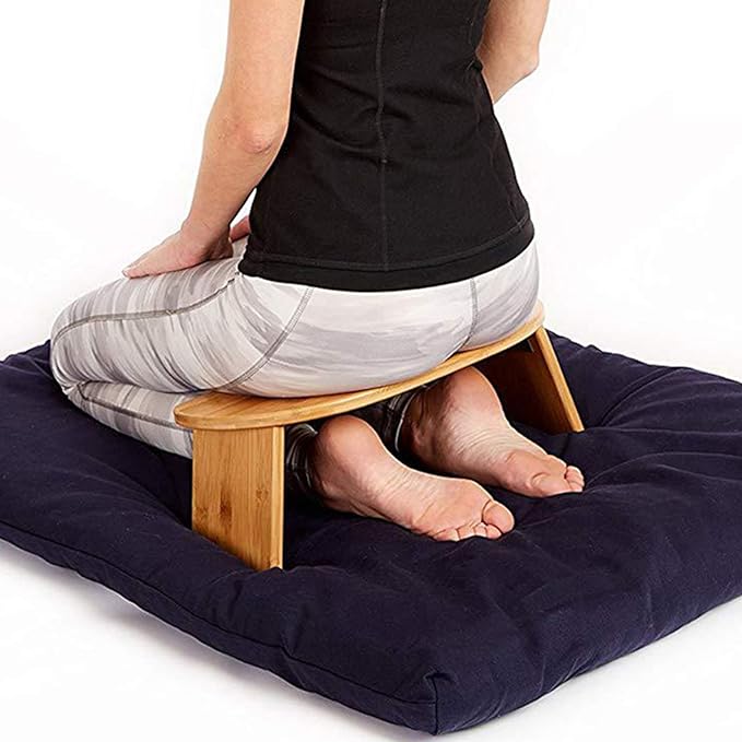 Portable Meditation Bench Foldable Kneeling Chair Yoga Stool from Bamboo with Travel Bag
