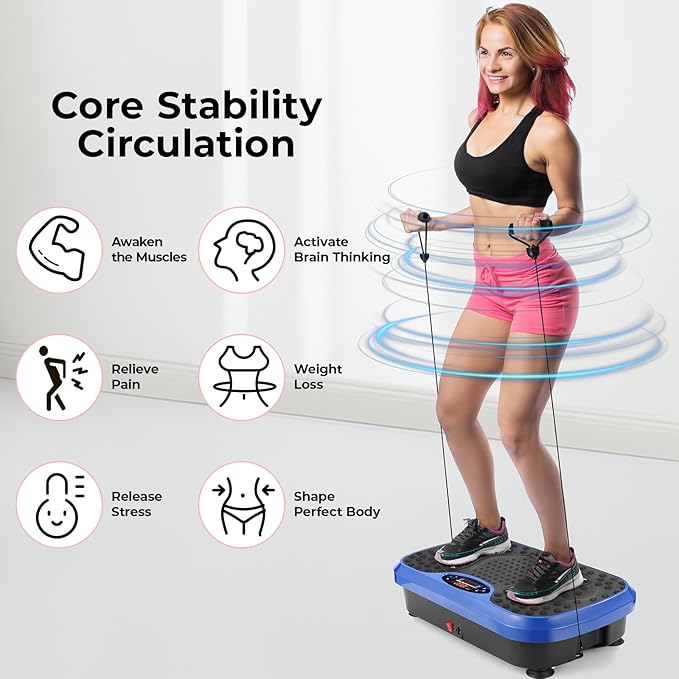 Arlopu 3D Vibration Plate Exercise Machine, Full Body Workout Vibration Platform for Weight Loss & Lymphatic Drainage, Shake Fitness Platform with Loop Bands for Women Men