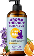 KUKKA Aromatherapy Massage Oil - 6.76 fl oz - Enriched with Vitamin E, Sweet Almond, Lavender & Sweet Orange Oils - for All Skin Types, Men & Women - Massage Oil for Muscles, Legs & Body