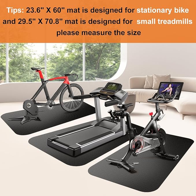 Bike Mat,Treadmill Mat,Compatible for Elliptical,Exercise Bikes, Stationary Cycles,Spin Bike,Under Exercise Bike Trainer Pad for Indoor Stationary Gym Fitness Equipment Hardwood Floor Protector