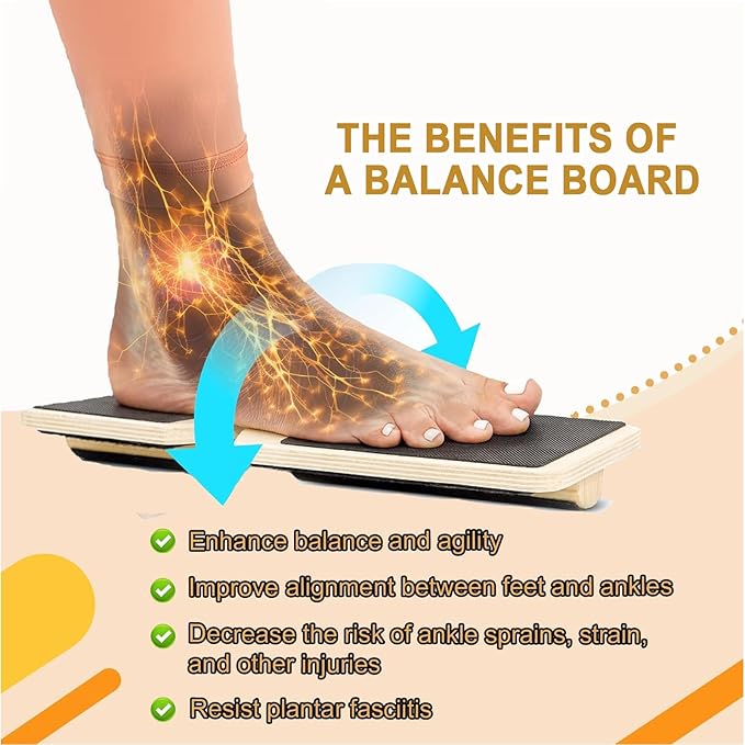 Ankle Balance Board - Single Foot Balance Board, Sprain Exerciser, Non-Slip Wood Ankle Foot Strengthener for Plantar Fasciitis Relief/Physical Therapy/Posture Correction/Balance Training