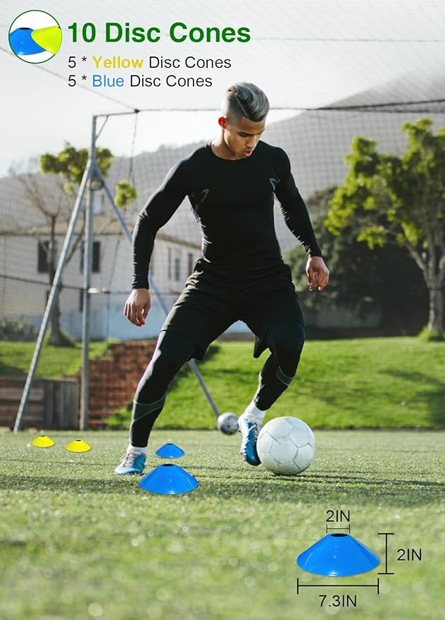 Speed Agility Training Equipment Set - 20ft Agility Ladder, 10 Disc Cones, Resistance Parachute, 5 Resistance Bands & Carry Bag | Football Soccer Basketball Fitness Drills