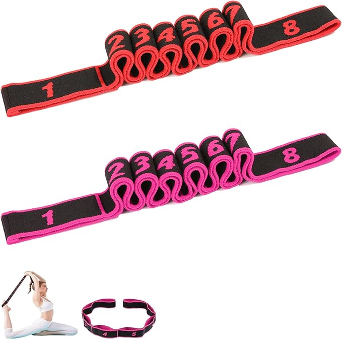 Fitness Resistance Bands with Handles, Number Stretch Resistance Band with Clear Markings, Adjustable 8-Section Elastic Training Bands,Fitness Resistance Band for Stretching and Yoga