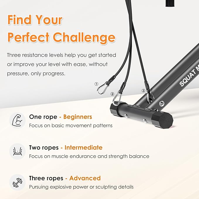 Squat Machine for Home Gym, Squat Rowing Machine with Adjustable Resistance and Optional Full Motion, Squat Assist Trainer for Glutes