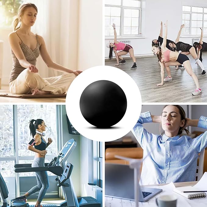 WOVTE Massage Lacrosse Ball for Sore Muscles, Shoulders, Neck, Back, Foot, Body, Deep Tissue, Trigger Point, Muscle Knots, Yoga and Myofascial Release (Black)