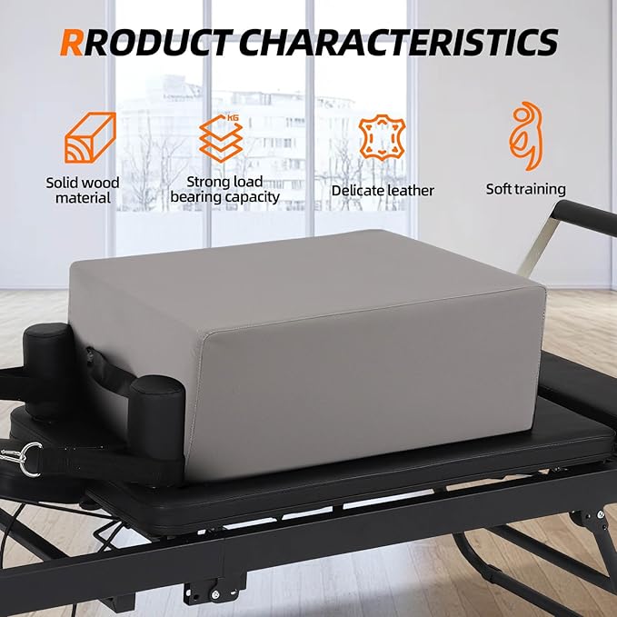 Dollate Pilates Reformer Sit Box, Pilates Sitting Box for Home Workout and Gym, Pilates Exercise Accessories for Exercise Strength, Balance and Pilates, Grey
