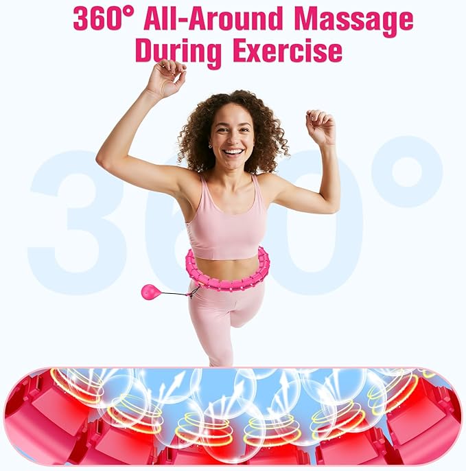 Fit Hoop Weighted Hula Pilates Circles, 32 Detachable Parts & 65-Inch Plus-Size Fit, Weight Loss Fitness Gear, Quiet Home Workout Tool