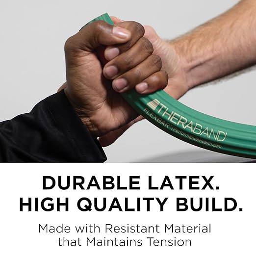 THERABAND FlexBar, Tennis Elbow Therapy Bar, Relieve Tendonitis Pain & Improve Grip Strength, Resistance Bar for Golfers Elbow & Tendinitis, Green, Medium, Intermediate