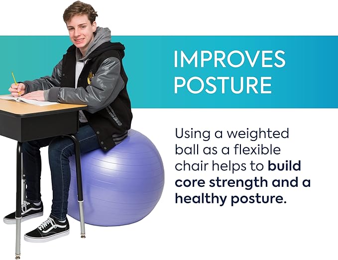 Bouncyband Balance Ball – Create Flexible Seating to Improve Focus at School, Office, or Home with This No-Roll Weighted Ball