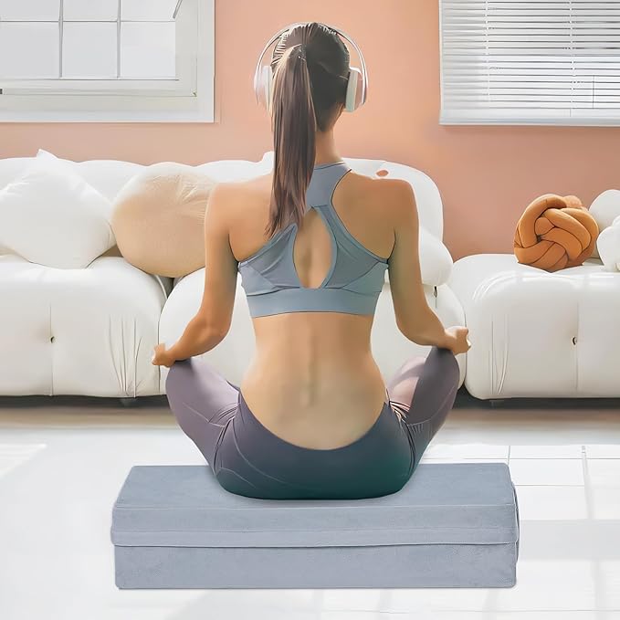 GOFORIT Yoga Bolster Pillow for Meditation and Support，Rectangular Meditation Pillow for Restorative Yoga，26.5"X9.5" X6"