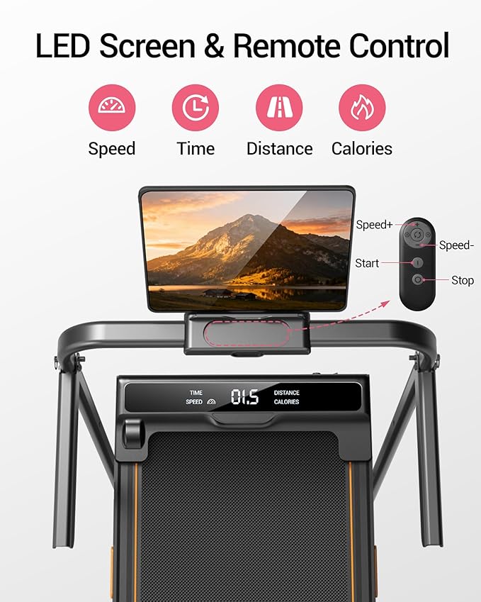16% Incline Walking Pad Treadmills for Home Small, 4-in-1 Under Desk Treadmill with Handles, Foldable Treadmill with 2.5 HP Quiet Brushless, 330 LBS Capacity
