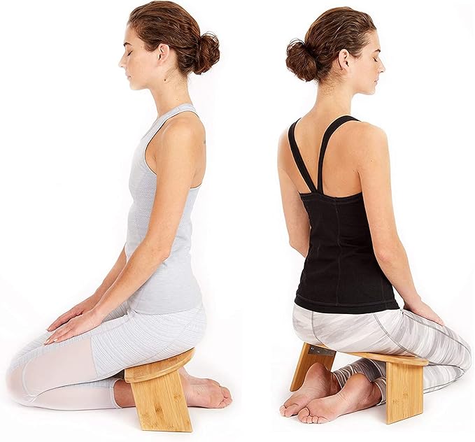 Mindful and Modern Folding Meditation Bench with Locking Magnetic Hinges - Bamboo Kneeling Stool for Zen Meditating Posture - Bonus Portable Travel Carry Bag