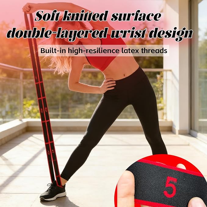 2PCS Fitness Resistance Band for Stretching and Yoga, Number Stretch Resistance Band with Clear Markings, 8-Section Elastic Training Bands for Full Body Stretching Shaping