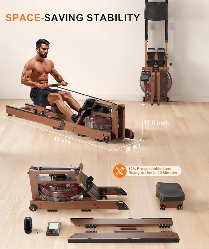 2026update Magnetic Rowing Machines for Home,Rower Machine with 16 Levels,Powerful Silent Magnetic Resistance,350lbs Weight Capacity,LCD Monitor,Silent Rail System,Row Machine for Home Gym Exercise