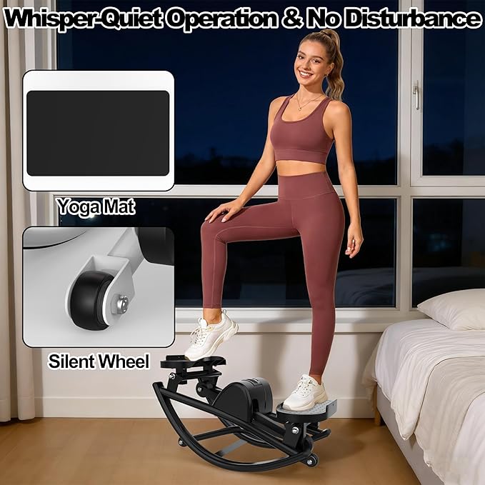 KINMAC Lateral Stepper for Exercise-Rocking Stepper Machine with Resistance Bands & Anti-Slip Mat and LCD Monitor, Professional Stair Stepper for Home Workout