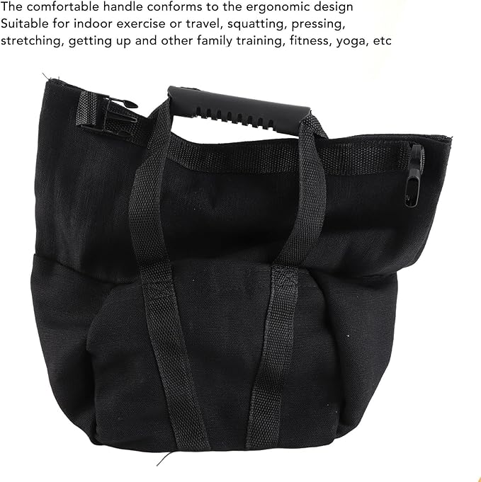 Topyond Fitness Workout Sandbag, Heavy Duty Empty Exercise Power Bag with Ergonomic Handles, 16oz Canvas Training Sandbag for Indoor and Outdoor Use (Black)