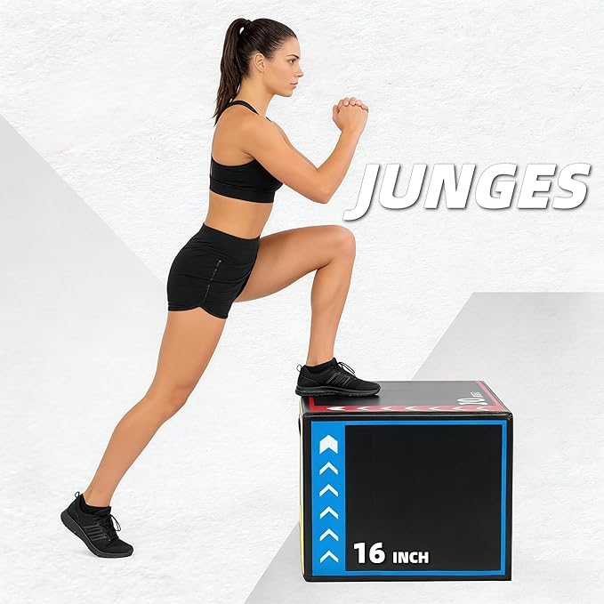Plyometric Jump Box 3-in-1 Rotatable Fitness Platform,Jumping Trainer with High Density Foam for Home Gym, 16x20x24 Inch