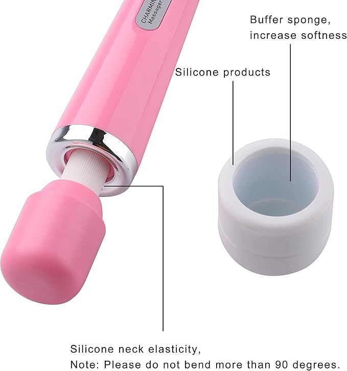 CHARMING Wired Powerful Handheld Back Massager with Strong Vibrations, Personal 10 Speeds Therapy Massager for Sports Recovery, Muscle Aches, Body Pain (Pink)
