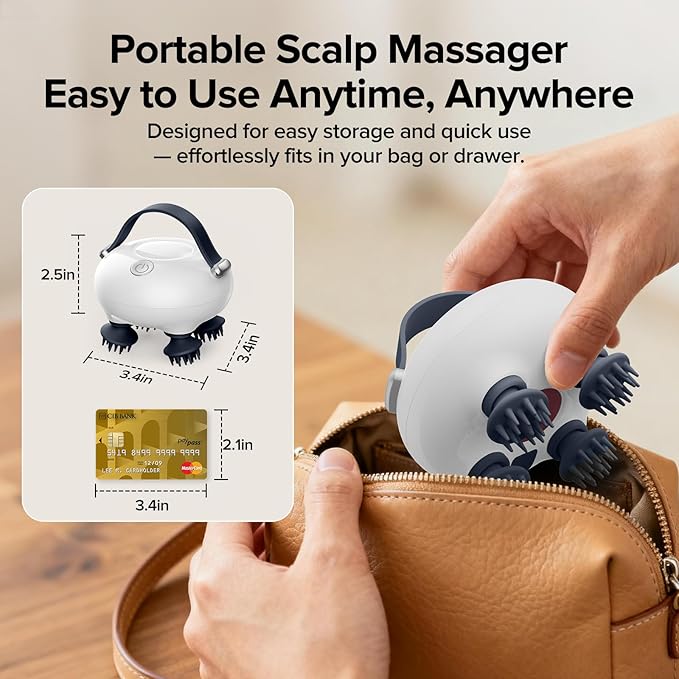 Scalp Massager, Head Massager Scalp with Tangle-Resistant Design, Portable Head Massager, Hair Massagers with 12 Massage Heads, 3 Modes, Mothers Day Gifts, Father's Day Gifts for Mom, Dad