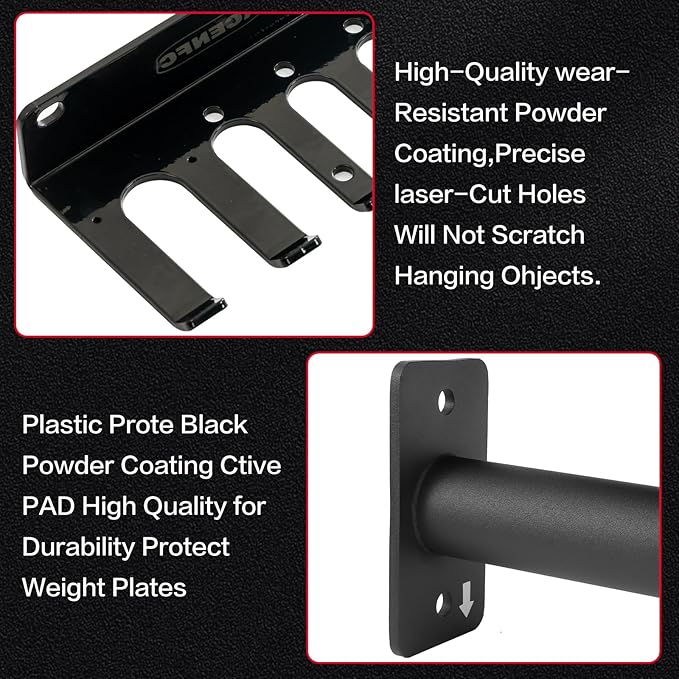 Wall-Mounted Strength Training Plate Storage Rack – Heavy Duty 2” Weight Plate Holder with Foam Padding, Bumper Plate Storage for Home Gym, Garage, and Power Rack.The outer surface of 1-pack and 2-pack products is bright color.4 Pack,6 Pack and 8 Pack ...