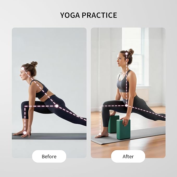 PROIRON Yoga Blocks, 2 Pack Supportive High Density Premium Eva Foam, Soft Non-Slip Surface with Curved Edges Stretch Blocks For Yoga, Pilates, Stretching