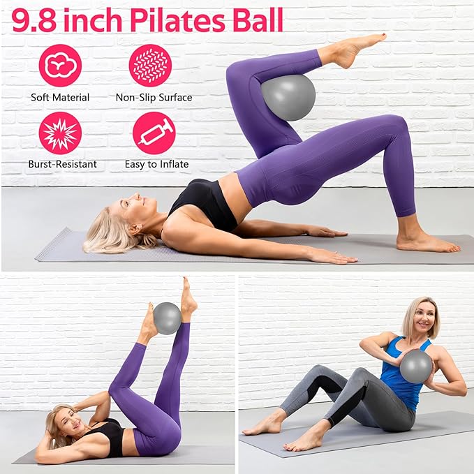 WALITO Home Pilates Kit for Women,Pilates Ring Set with Magic Circle,Resistance Bands,Figure 8 Workout Bands,Mini Ball, Compact Toning Fitness Essentials Starter Set Accessories Gift