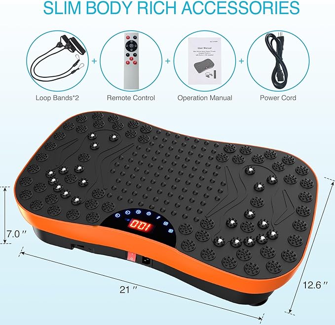 AXV Vibration Plate Fitness Platform Exercise Machine Vibrating Lymphatic Drainage Shaking Workout Full Body Shaker Vibrate Stand Shake Board Sport Gym Pad for Weight Loss Fat Burner for Women Men