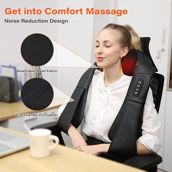 Neck Massager with Heat, Back Massager Deep Tissue, Electric 3D Kneading Massage Pillow for Pain Shiatsu Back and Shoulder Massager, Birthday Christmas Gift for Women Men Dad Mom