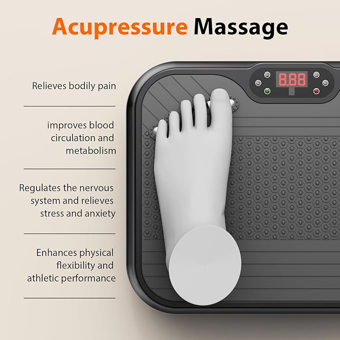 Vibration Plate Exercise Machine for Lymphatic Drainage,Power Vibrate Stand Shake Board 400 Lbs Capacity Fitness Platform with Fitness Resistance Bands Weight Loss Gifts for Women Men