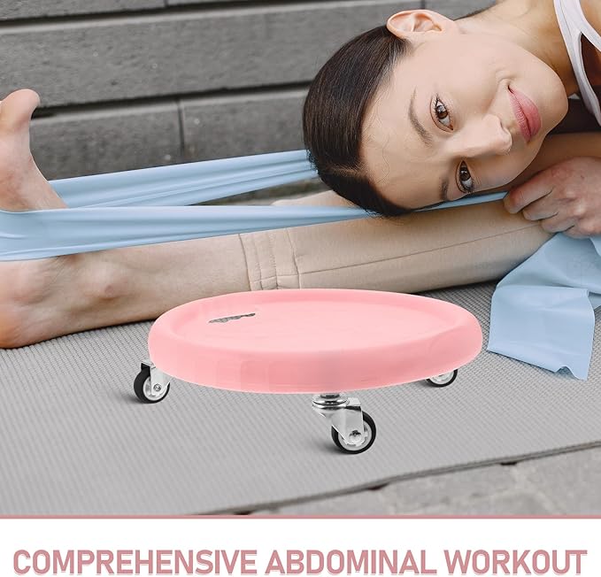 Generic Abdominal Wheel Board and Exercise Sliders with Elbow Support, Silent Fitness Core Trainer for Home Workout, Pink Ab Roller Disc for Strengthening Abs and Waist