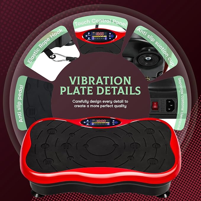 Vibrating Plate Machine with Resistance Bands & 99 Speed Levels, Whole Body Vibration Platform for Lymphatic Drainage & Toning, Power Waver Vibration Trainer for Weight Loss/Home Fitness