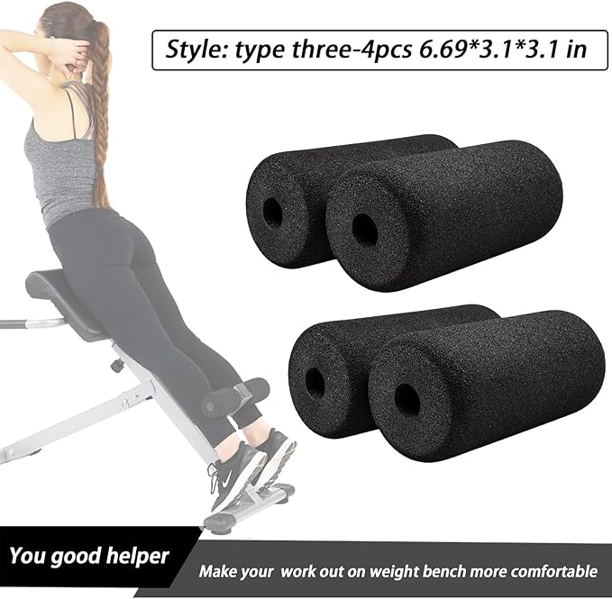 Protective Pads (6.69 * 3.1 * 3.1 in) Cushion for Exercise Equipment, Soft Foam Padding Sponge Rollers for Workout Machine-Sit ups, Barbell Bench