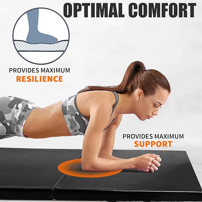 RitFit Upgraded Folding Exercise Mat, 2 Inch Thick Gymnastics Mat 3’x6’,4’x8’,4x10’,2'x8' with Carrying Handles for Yoga, MMA, Stretching, Core Workouts and Home Gym Protective Flooring