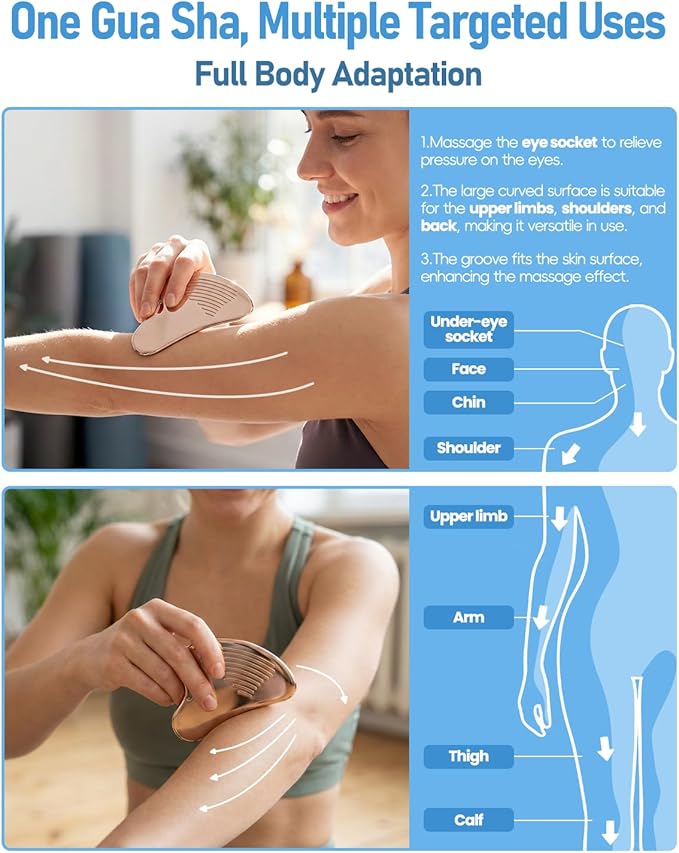 Non-Slip Grip Stainless Steel Gua Sha Tool for Face, 2026 Updated Ribbed Facial Guasha Massage Tool Cooling Metal Face Massager Scraper for Jawline Sculpting Cheeks & Chin, Present for Women Mother