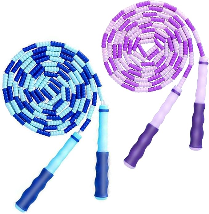 Jump Rope for Kids Girls and Boys, Soft Beaded Jump Ropes, Adjustable Skipping Rope, Tangle-Free Segmented Rope for Kid and Women Men Adults Exercise, Keeping Fit, Training - 9.2Ft