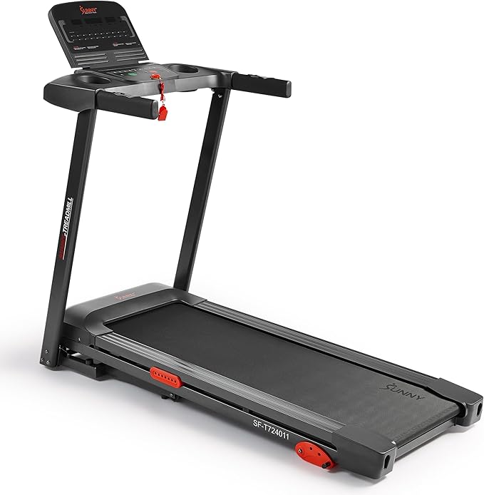 Sunny Health & Fitness Wi-Fi Smart Treadmill Walking Pad with Shock Absorption Cushioning, Home Fitness Cardio Equipment with SunnyFit App Access - Compact Foldable, Auto Incline, Under Desk Optional