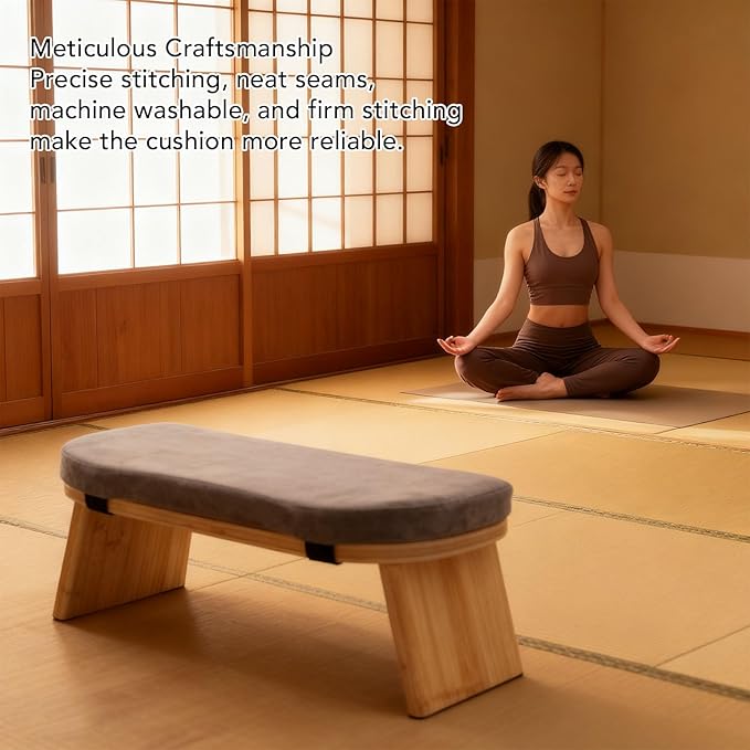 Meditation Bench, Folding Kneeling Stool with Magnetic Hinge Locks and Soft Cotton Cushion, Supports 260lbs, Compact Design for Yoga Zen Meditation Relaxation
